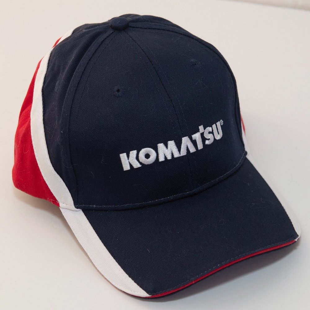 Komatsu Red White and Blue Cap with American Flag